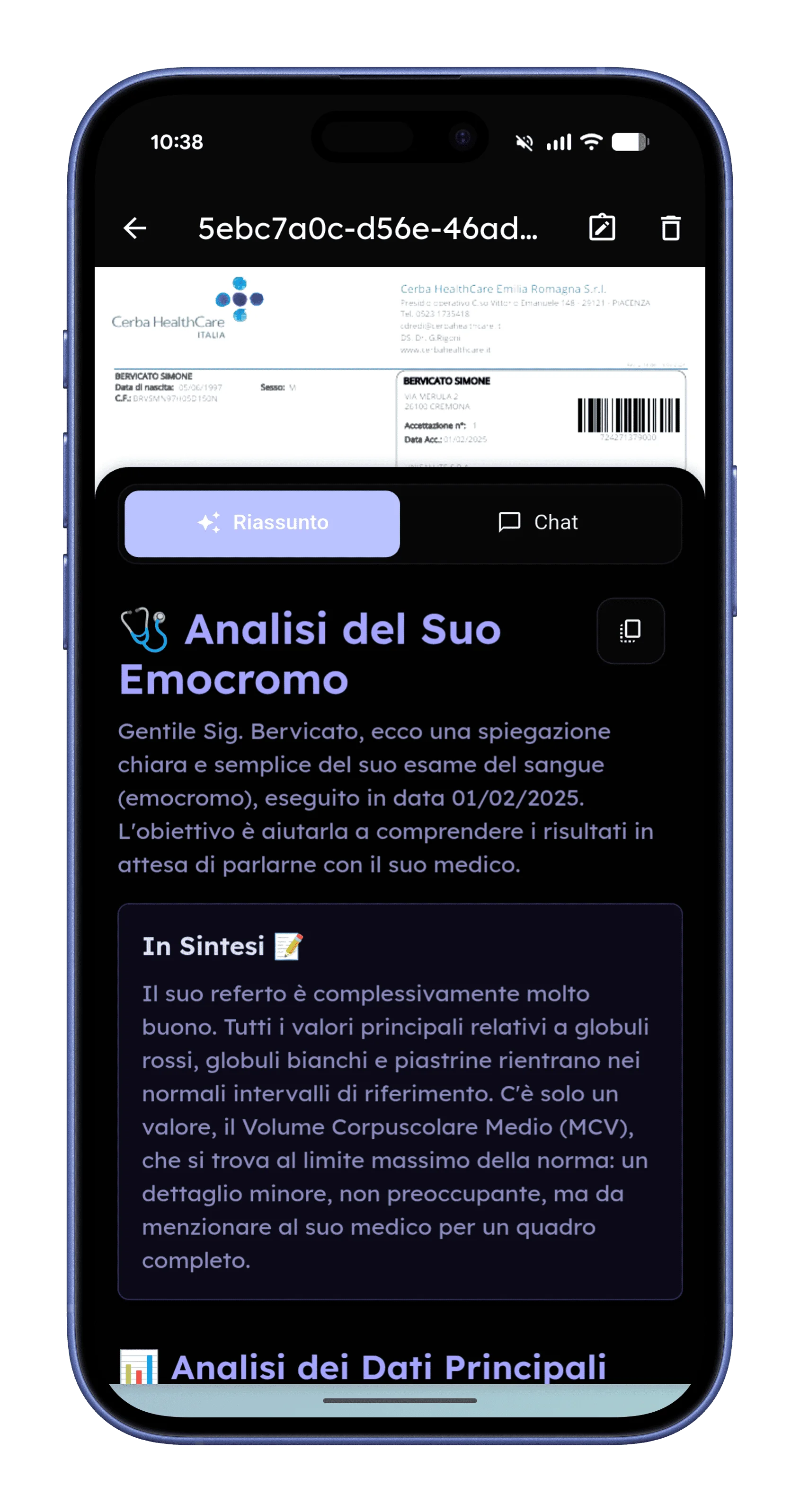 Spiegazione AI dei referti medici chiara e comprensibile